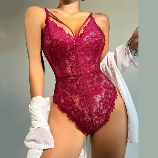 Body string dentelle rouge