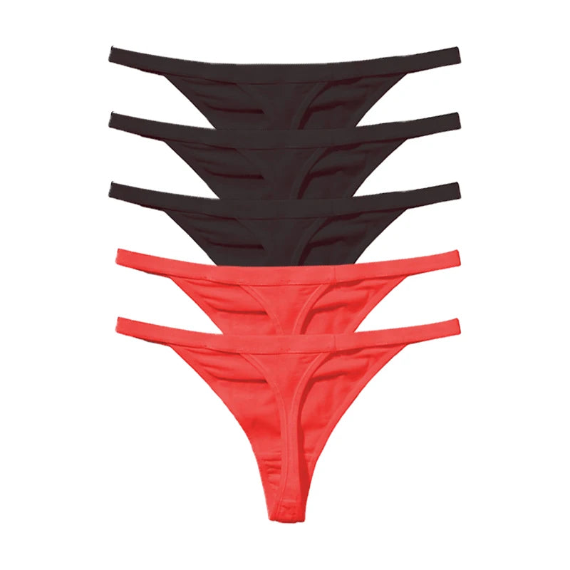 Culotte string sexy noir rouge