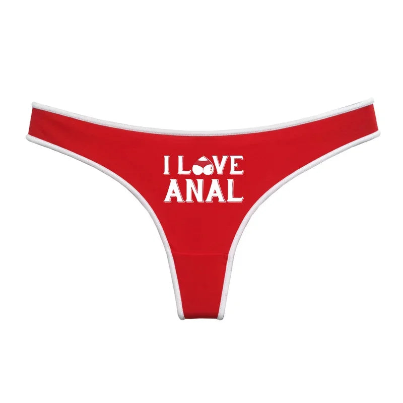 String rouge et blanc I love anal