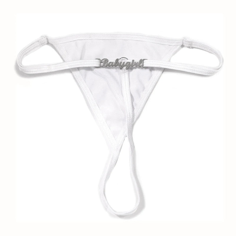 String blanc personnalisé sans dentelle