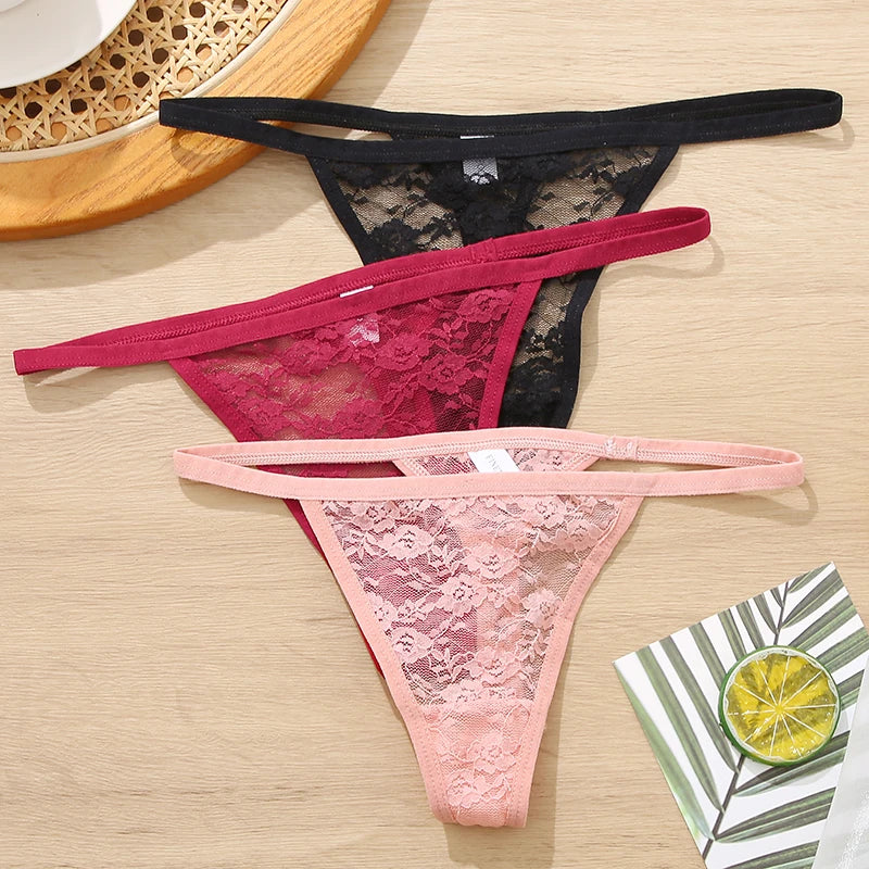 String dentelle sexy noir rouge rose