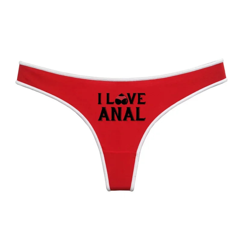 String rouge et noir blanc I love anal