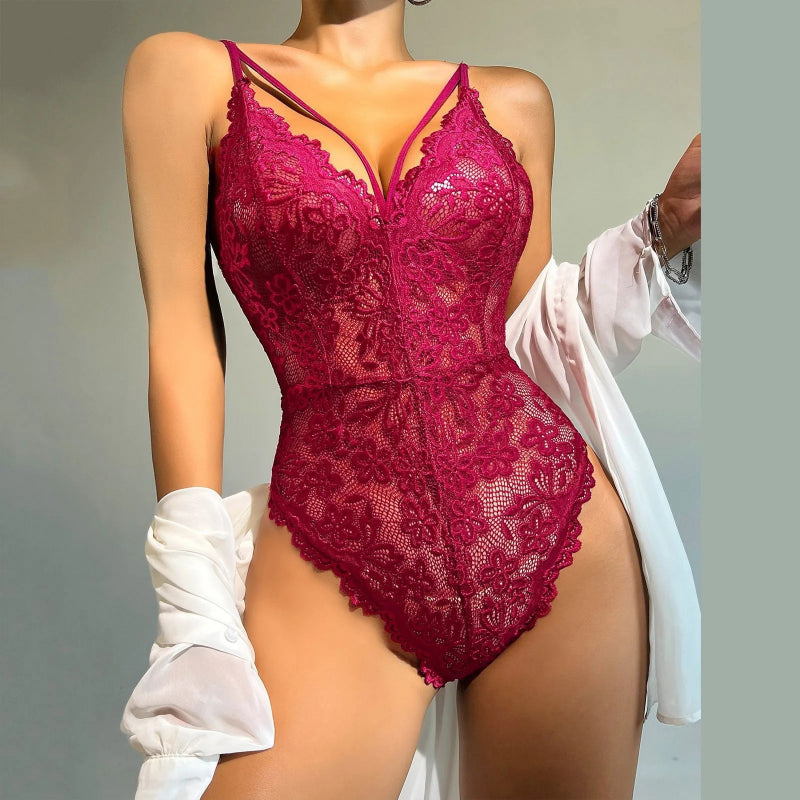 Body string dentelle rouge