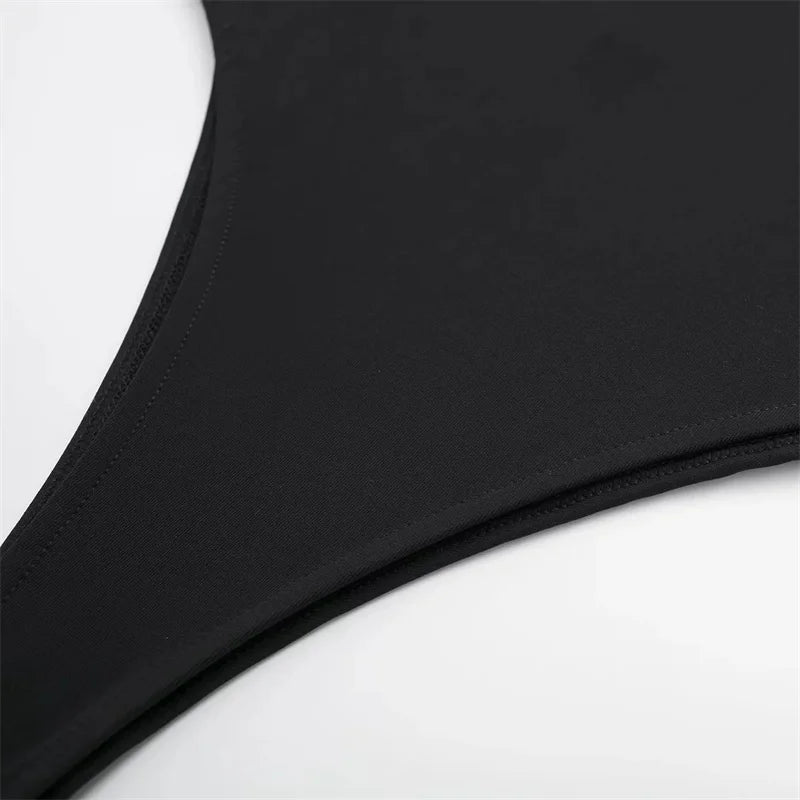 Body string femme noir tissu