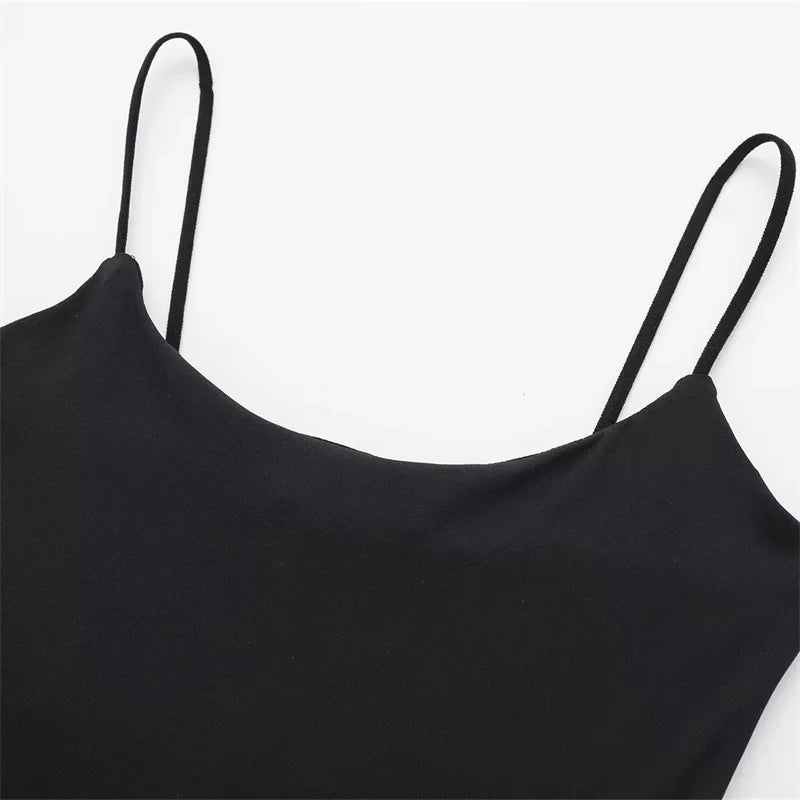 Body string femme tissu noir