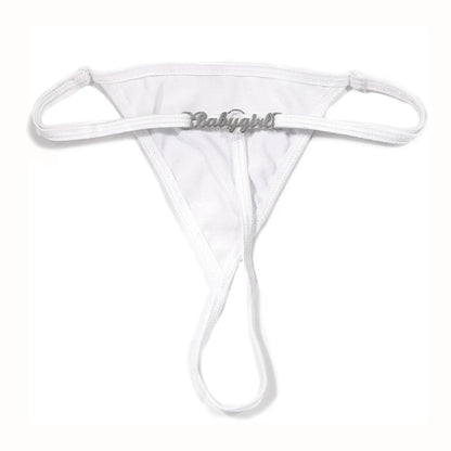 String blanc personnalisé sans dentelle
