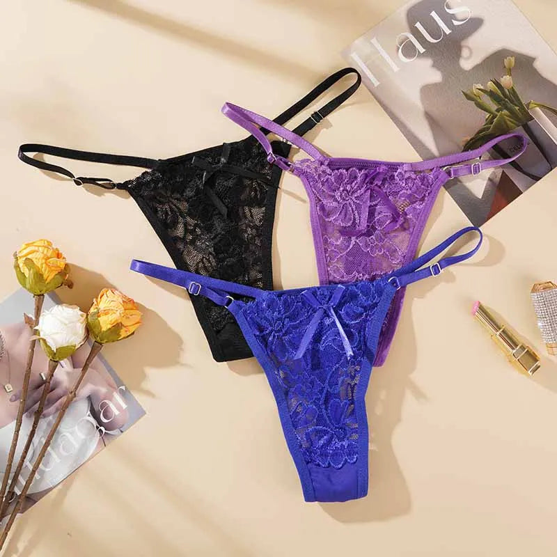 String dentelle noir femme