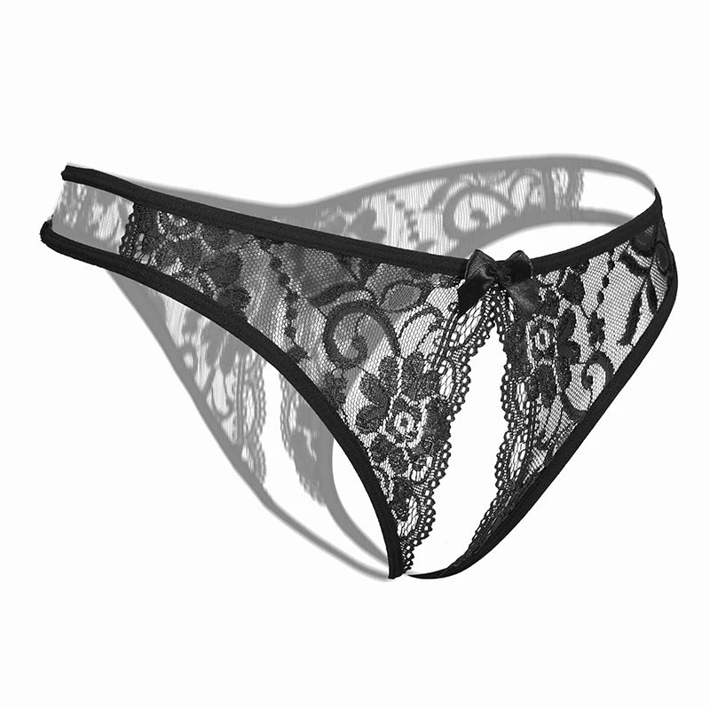 String dentelle noir ouvert femme