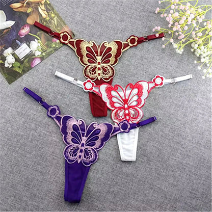 String dentelle rouge blanc violet