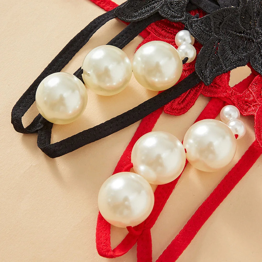 String fendu rouge femme