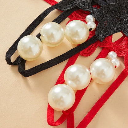 String fendu rouge femme