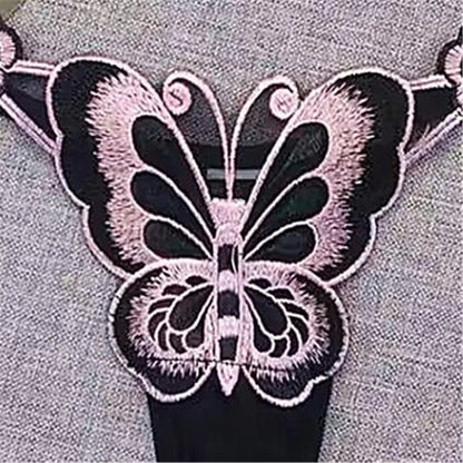 String noir dentelle papillon