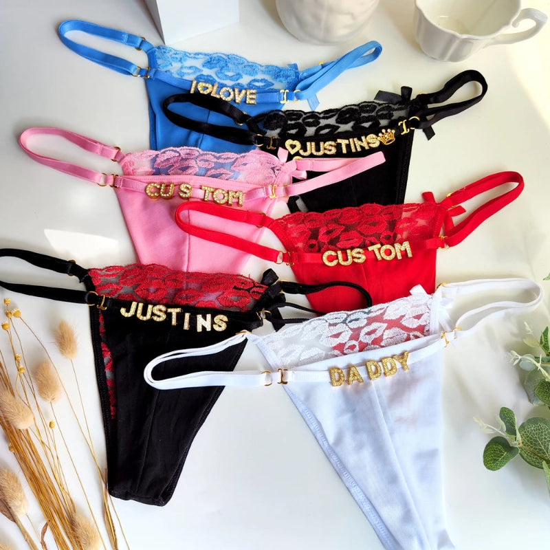 String personnalisé avec bisou à l’avant femme