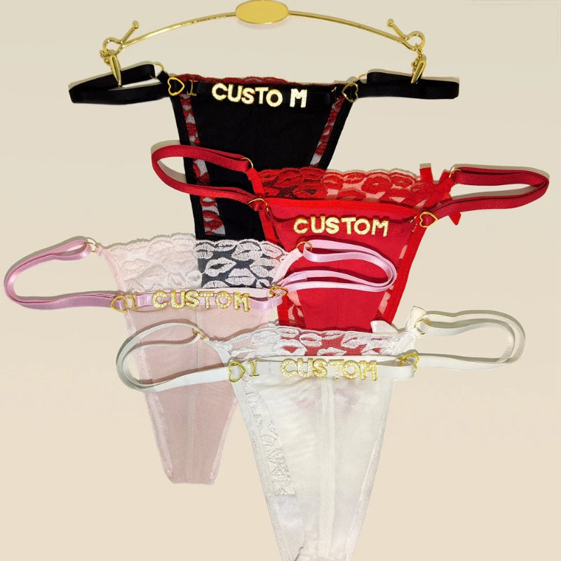 String personnalisé avec bisou à l’avant femme sexy