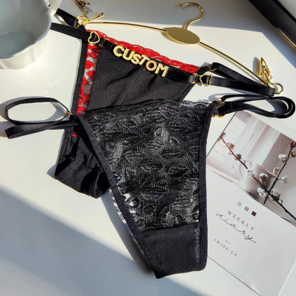 String personnalisé avec bisou à l’avant sexy pour femme