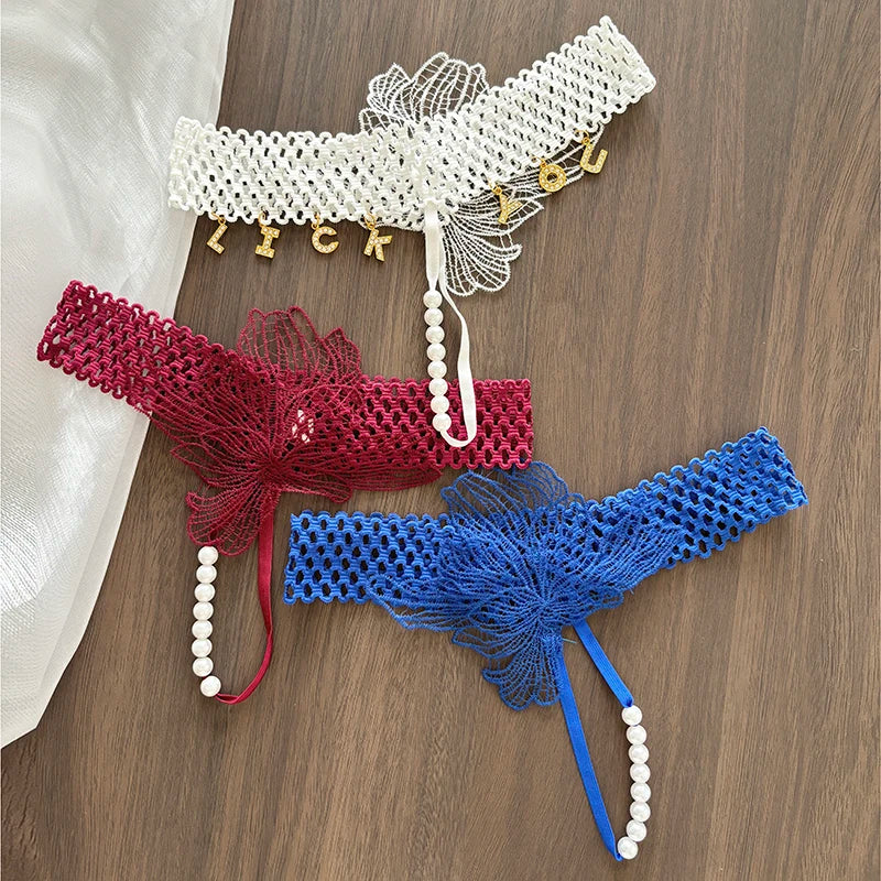 String personnalisé avec perle pour femme sexy