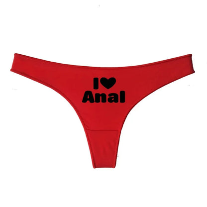 String rouge noir I love anal 