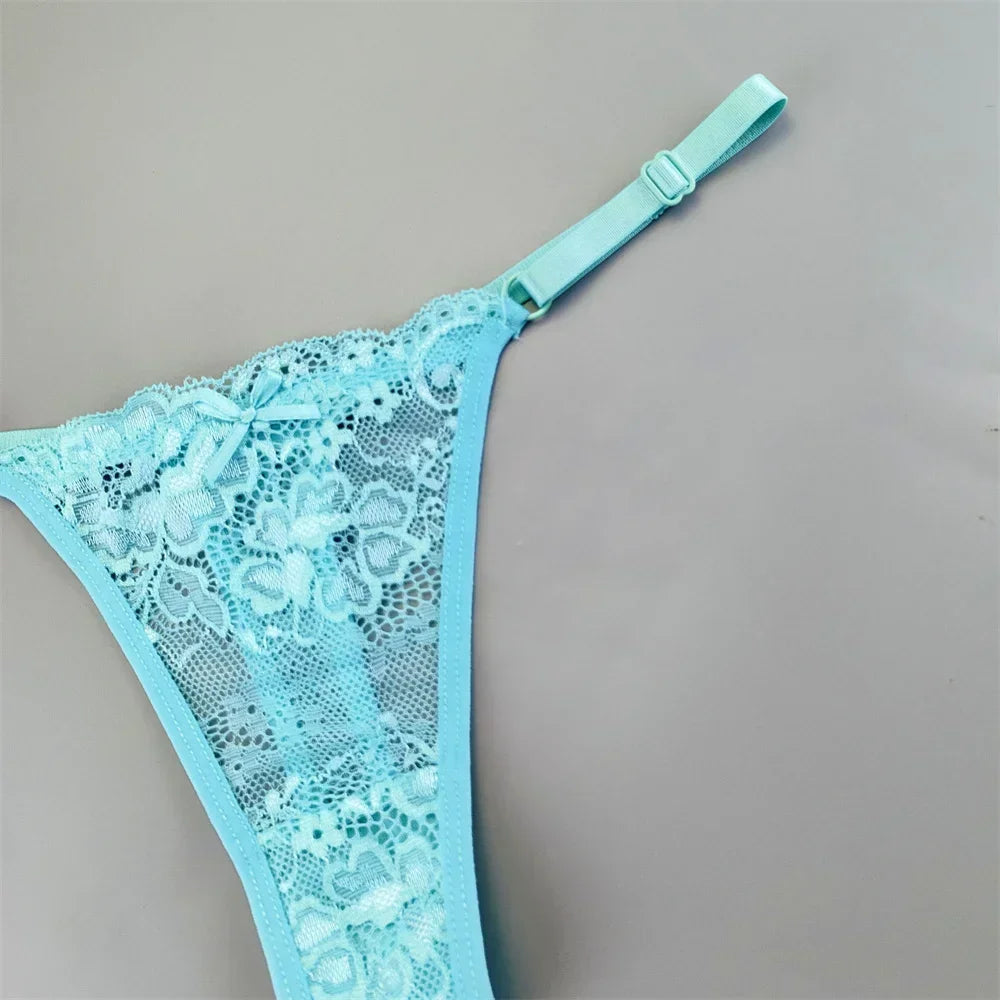String tanga style transparent bleu