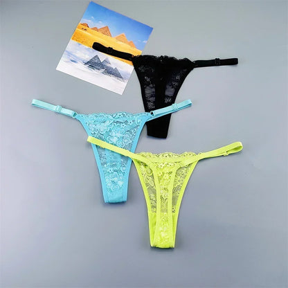 String tanga transparent noir bleu jaune