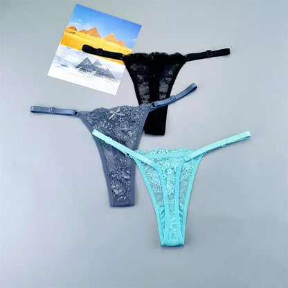 String tanga transparent noir gris bleu