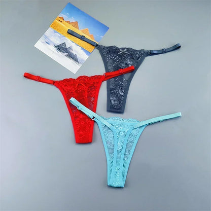 String tanga transparent noir rouge bleu