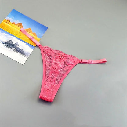 String tanga transparent rose
