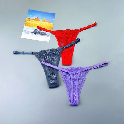 String tanga transparent rouge noir violet