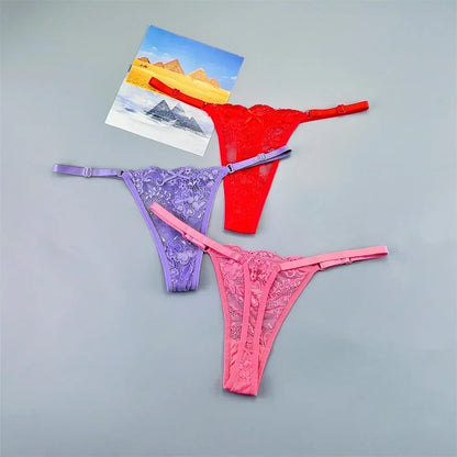 String tanga transparent rouge violet rose
